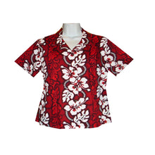 Load image into Gallery viewer, White Hibiscus Fitted Women's Hawaiian Shirt Made In Hawaii