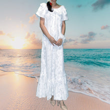 Load image into Gallery viewer, White Hibiscus Panel Long Muumuu Dress