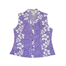 Load image into Gallery viewer, White Hibiscus Women's Sleeveless Hawaiian Blouse