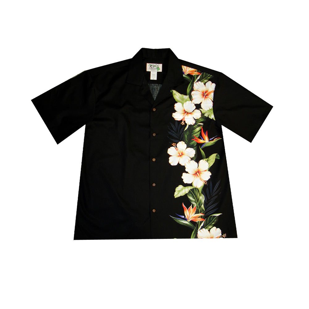 White Hibiscus Side Hawaiian Cotton Shirt
