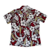 Load image into Gallery viewer, White Hibiscus & Surfboard Women's Camp Shirt Made In Hawaii
