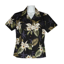 Load image into Gallery viewer, White Orchid Fitted Women's Hawaiian Shirt Made In Hawaii