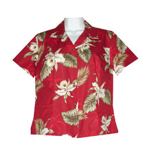 Load image into Gallery viewer, White Orchid Fitted Women's Hawaiian Shirt Made In Hawaii