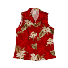 Load image into Gallery viewer, White Orchid Sleeveless Hawaiian Blouse Made In Hawaii
