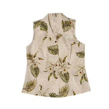 Load image into Gallery viewer, White Orchid Sleeveless Hawaiian Blouse Made In Hawaii