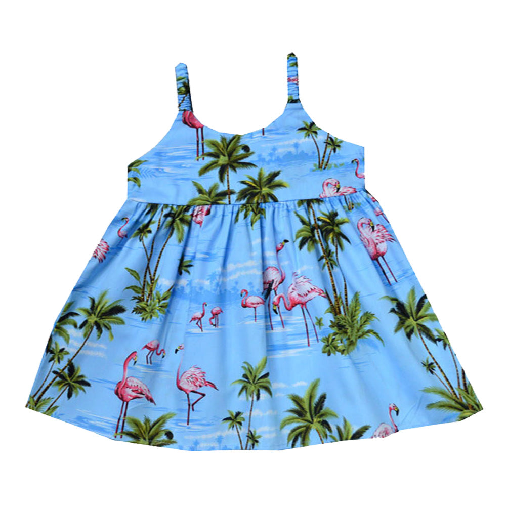 blue dress with pink flamingos Princess Liz Blue & Pink Flamingo Prom Dress by Collectif Vintage – Belle  Divino main image 0