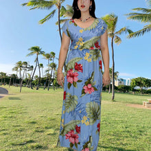 Load image into Gallery viewer, Makakilo Hibiscus Sleeves Maxi Hawaiian Dress