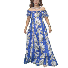 Load image into Gallery viewer, White Orchid & Hibiscus Hawaiian Muumuu Wedding Dress