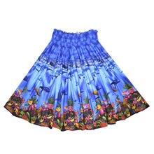 Load image into Gallery viewer, Blue Hula Skirt Made in Hawaii in Whale On Sea Life