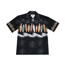 Load image into Gallery viewer, Surfboard Collection black Hawaiian Shirt for men