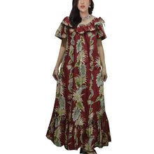 Load image into Gallery viewer, Hawaii Leaf Long Red Muumuu Dress Made In Hawaii USA