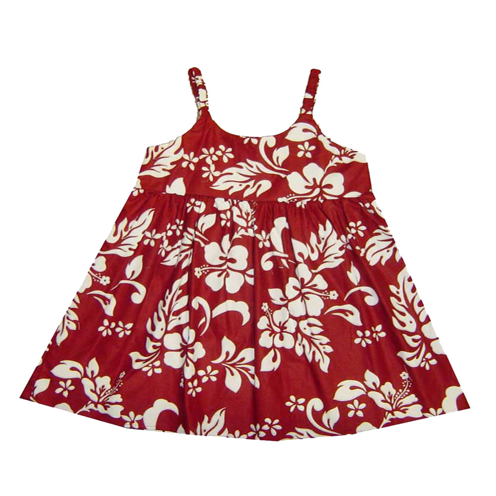 Hawaiian Girls Dress in Original Hibiscus| Girls dresses made in Hawaii Red / 6 month