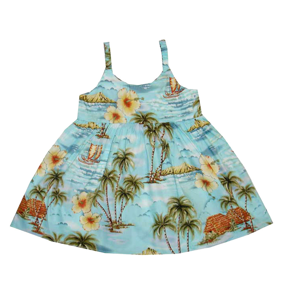 Polynesian Island Hawaiian Girls Dress| girl's dresses made in Hawaii Blue / 4 ages Polynesian Island Hawaiian Girls Dress| girl's dresses made in Hawaii Blue / 4 ages