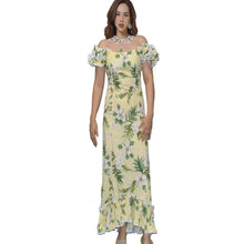 Load image into Gallery viewer, yellow hibiscus Hawaiian muumuu dance dress long ruffle made in Hawaii