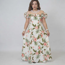 Load image into Gallery viewer, Coral Hibiscus Hawaiian Muumuu Wedding Dress
