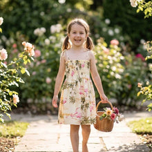 Load image into Gallery viewer, Pink Flamingo Girls Hawaiian Smocked Dress
