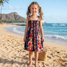 Load image into Gallery viewer, Lulumahu Orchid Girls Hawaiian Smocked Dress

