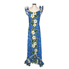 Load image into Gallery viewer, Green Hibiscus Long Ruffle Muumuu Dance Dress
