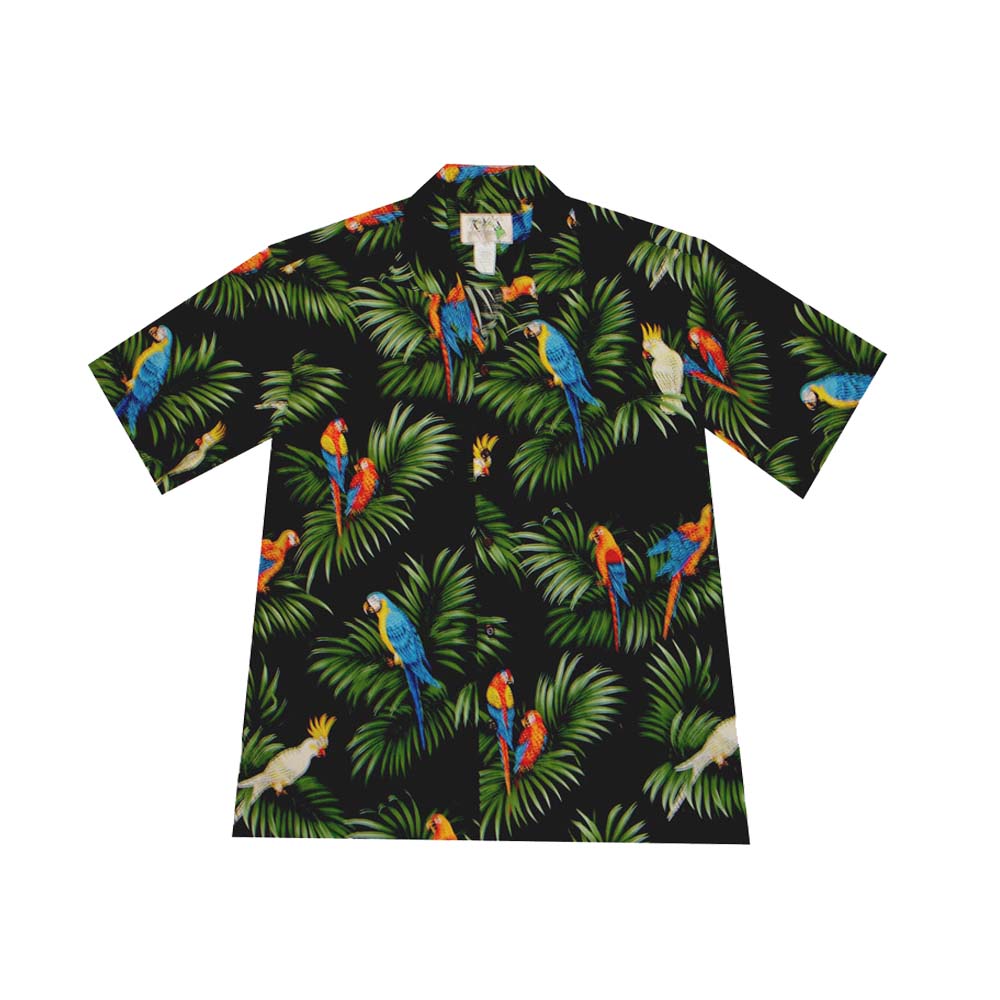 Parrot Palm Leaf Cotton Hawaiian Shirt for Men