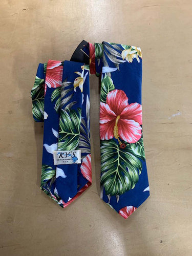 Red hibiscus Hawaiian tie handmade in Hawaii