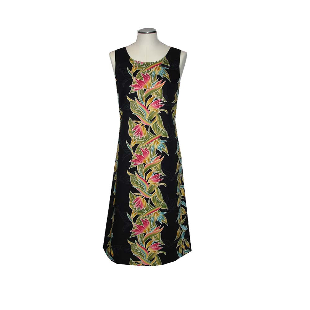 Bird of Paradise Black Hawaiian Sundress