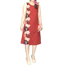 Load image into Gallery viewer, Red floral dress worn by a model on a white background

