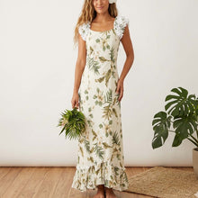 Load image into Gallery viewer, whitehibiscus Hawaiian muumuu dance dress long ruffle handmade in Hawaii
