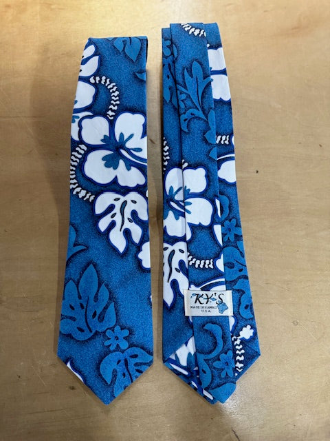 Men’s Hawaiian Necktie – White Hibiscus Print