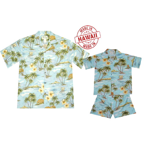 Polynesian Island Dad and Me Matching Hawaiian Shirts
