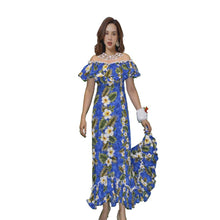 Load image into Gallery viewer, Traditional Hawaiian Muumuu dress with vertical Hibiscus panel print
