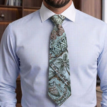 Load image into Gallery viewer, A men's Blue Polynesian Tapa Hawaiian necktie made in Hawaii, 100% cotton poplin traditional Polynesian tapa print tie for men
