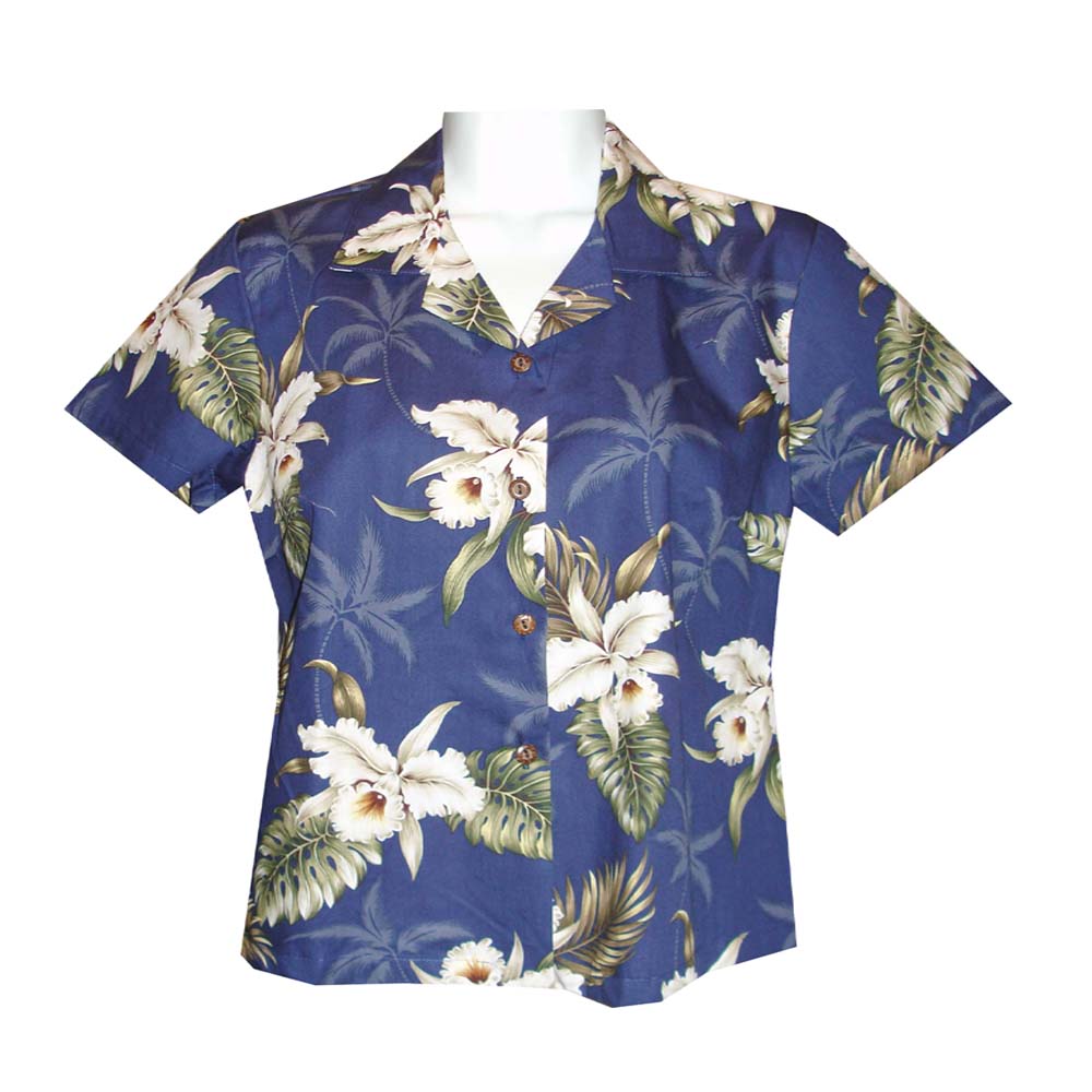 Lulumahu Orchid Fitted Women's Hawaiian Rayon Shirts