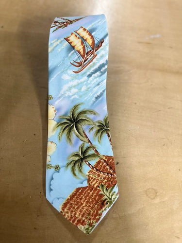 Polynesian print Hawaiian tie handmade in Hawaii