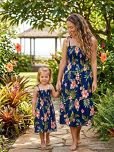Load image into Gallery viewer, Coral Hibiscus Girls Hawaiian Smocked Dress
