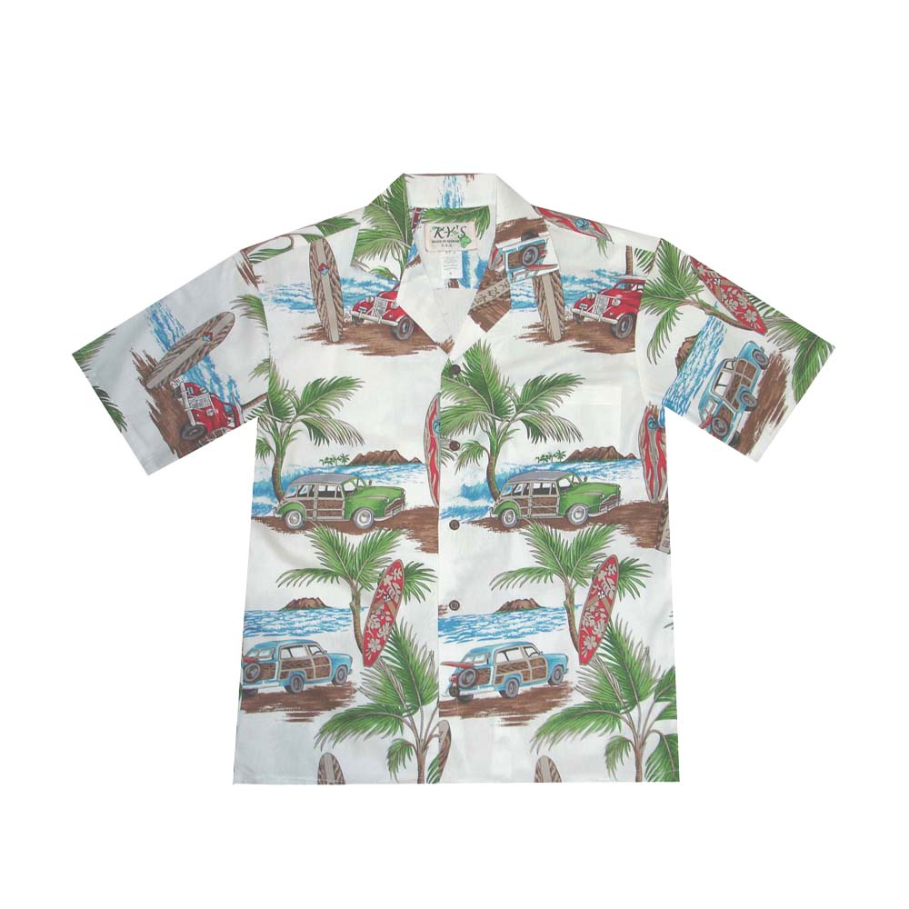 Authentic Hawaiian Shirt Woody Surfboad Print