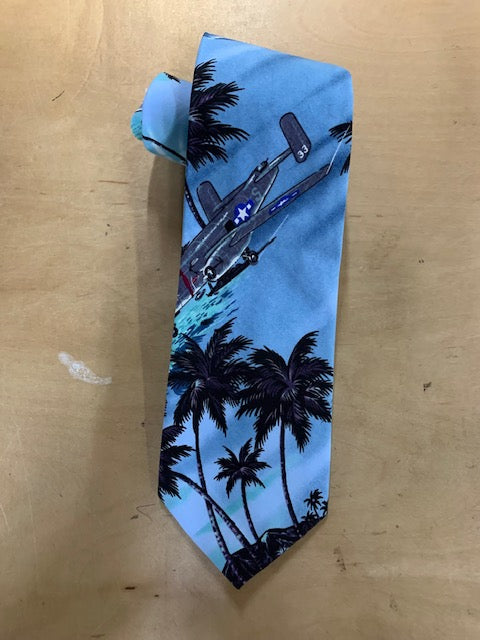 Vintage aircraft Hawaiian tie for men