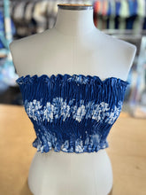 Load image into Gallery viewer, Blue Hibiscus Bandeau Top
