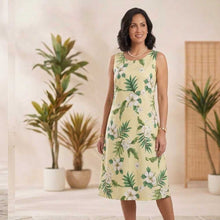 Load image into Gallery viewer, Authentic Handmade Vintage Hibiscus Hawaiian Midi Dress in Cotton Poplin.
