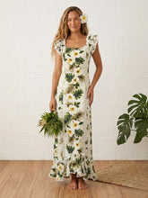 Load image into Gallery viewer, Long ruffle Hawaiian muumuu dance dress made in Hawaii cotton poplin
