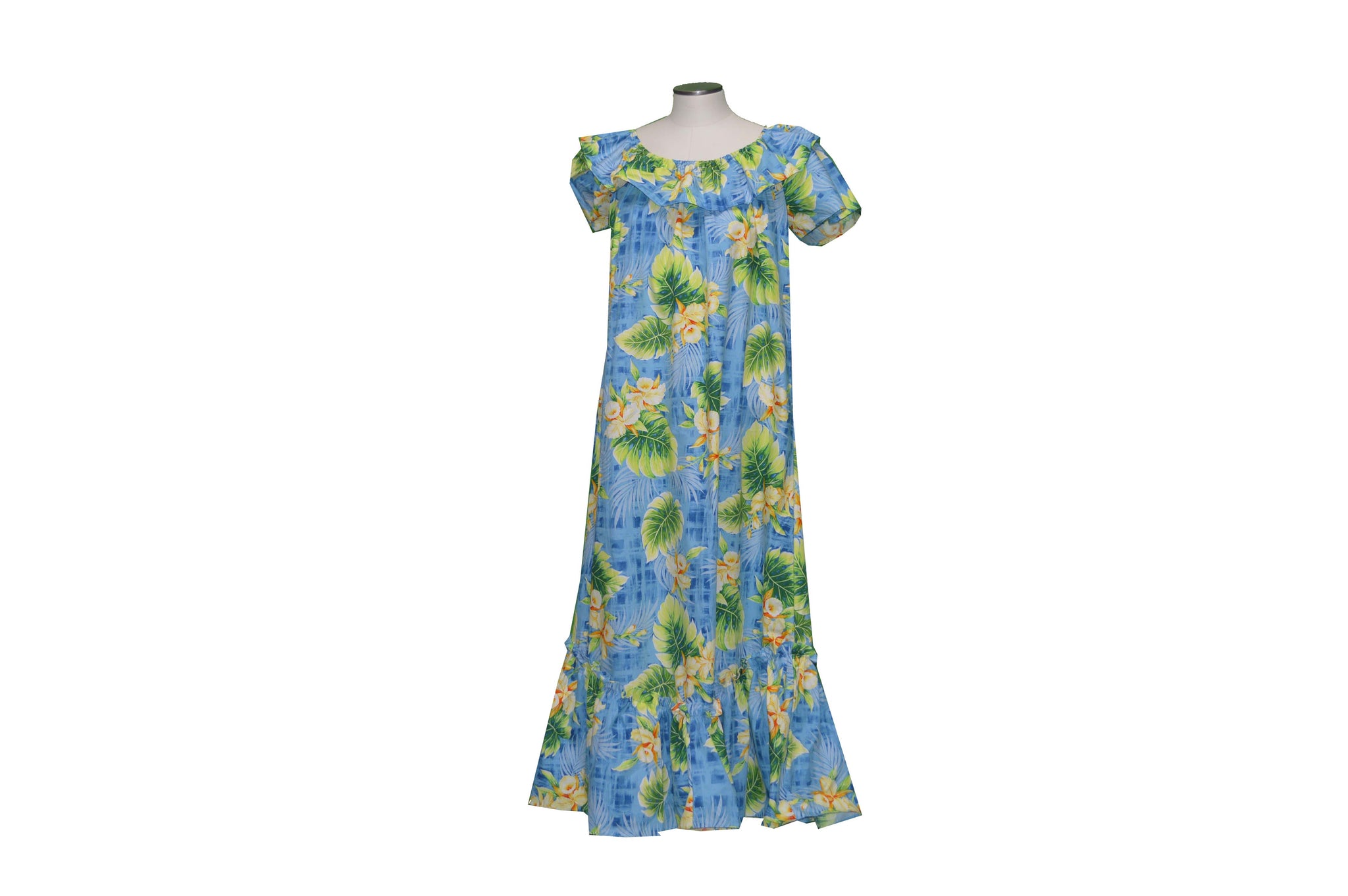 Ohana Island Long Muumuu Dress Made In Hawaii USA| Edens Hawaii Turq / L