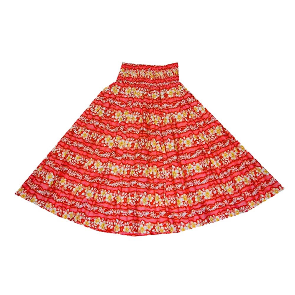 50TH State Flower Cotton Orange Hula Skirt Made in Hawaii