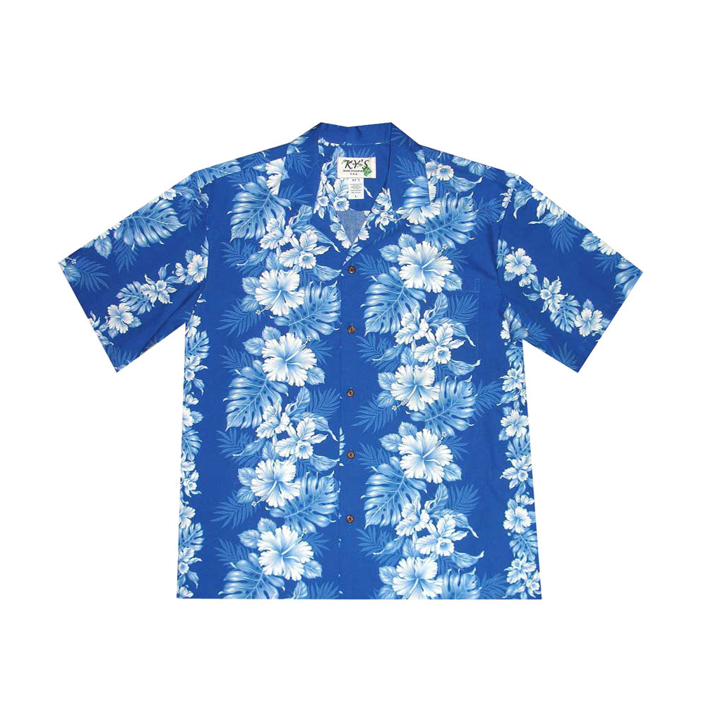 Matching Family Hawaiian Outfits in Blue Hibiscus