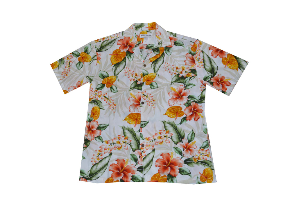 Red Hibiscus Hawaiian Rayon Shirt