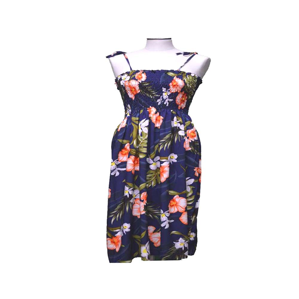 Akupu Orchid White Smocked Hawaiian Dress| Summer Dresses From Hawaii