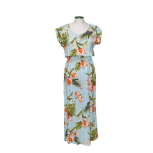 Load image into Gallery viewer, Akupu Orchid White Maxi Hawaiian Dress With Sleeves
