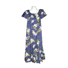 Load image into Gallery viewer, Navy long Hawaiian muumuu dress for women luau, beach, vacation
