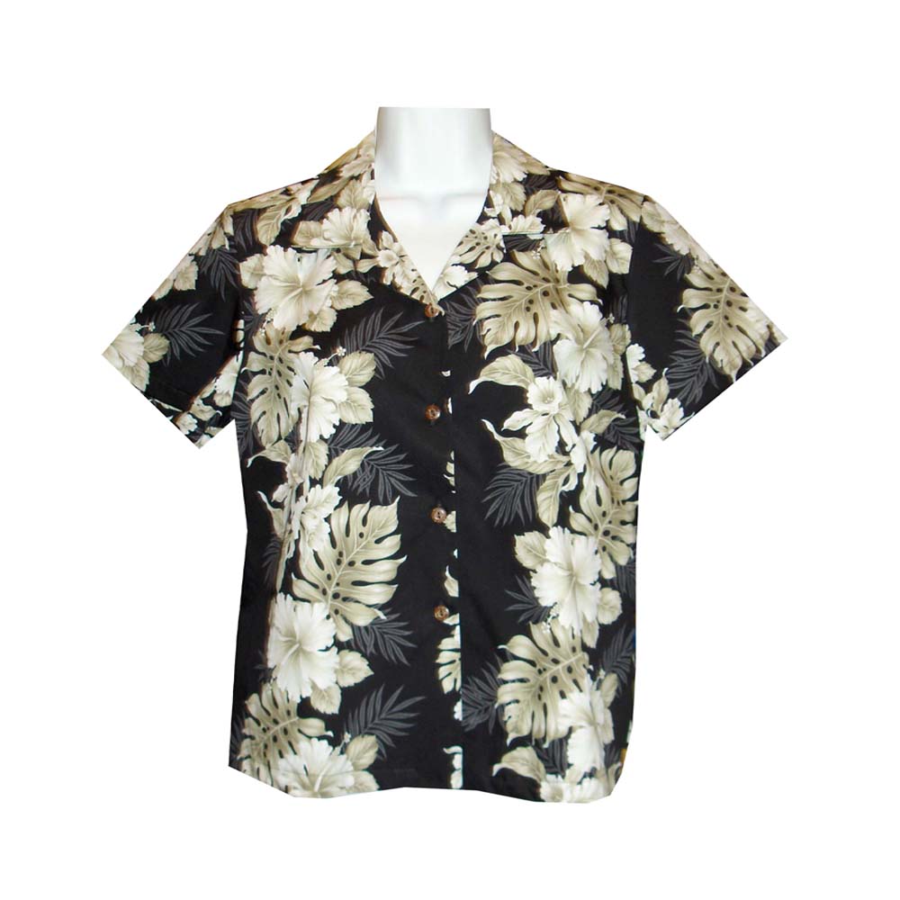 Blue Hibiscus Fitted Women's Hawaiian Shirt Made In Hawaii