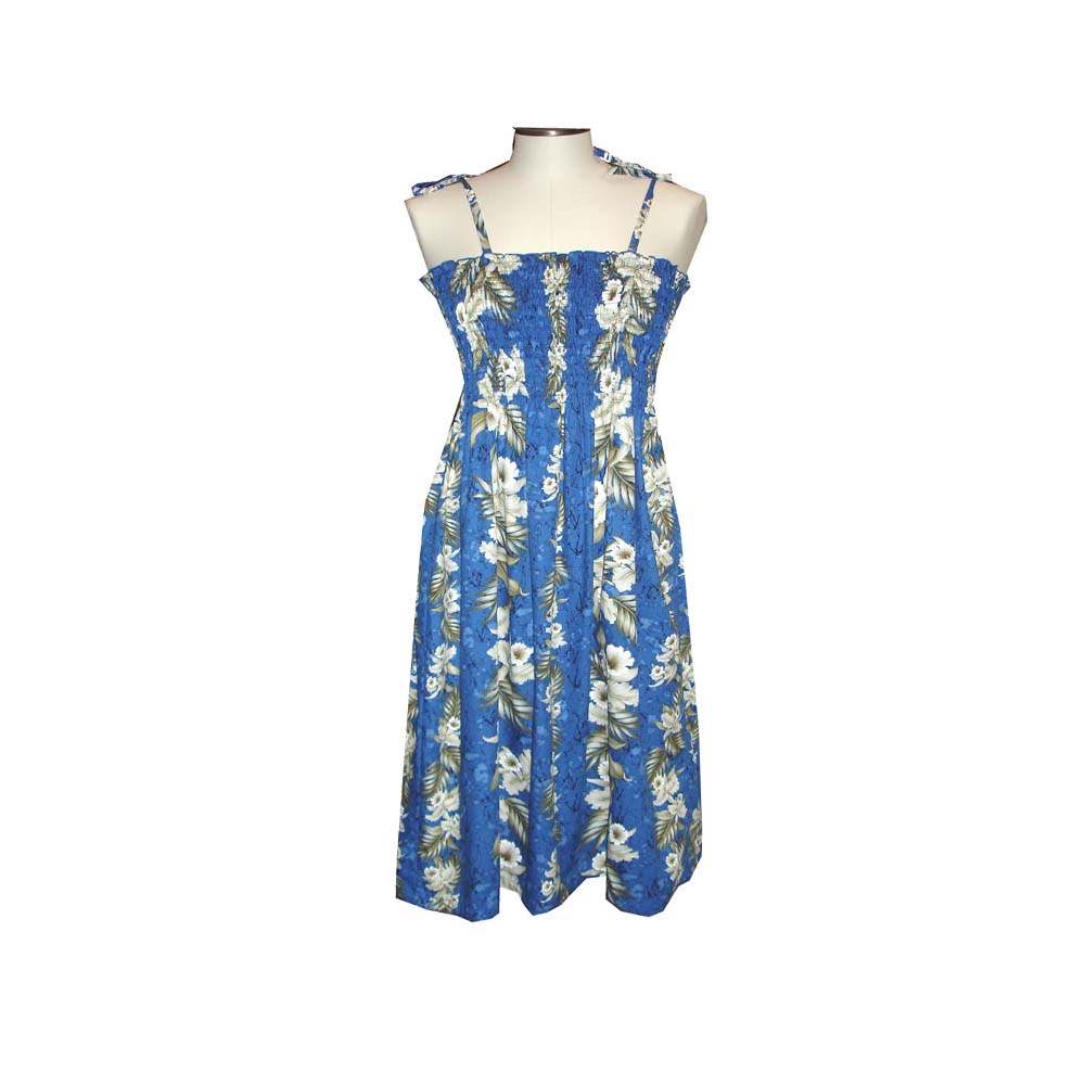 Blue Orchid Tube Top Hawaiian Dress| Smocked Dress Made In Hawaii One Size / Blue Blue Orchid Tube Top Hawaiian Dress| Smocked Dress Made In Hawaii One Size / Blue