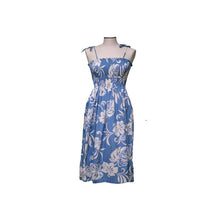 Load image into Gallery viewer, Classic Hibiscus Blue Tube Top Hawaiian Dress
