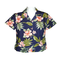 Load image into Gallery viewer, Coral Hibiscus Fitted Women&#39;s Hawaiian Shirt Made In Hawaii
